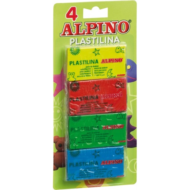 Plastelina standard, 4 culori x 50 grame/blister, Alpino