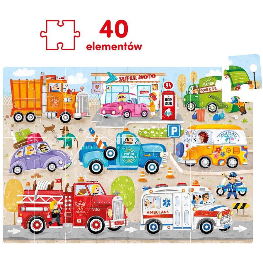 Puzzle Puzzles 40 elements Moto puzzles Cars