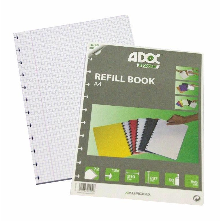 Rezerva caiet A4, 72 file - 90g/mp, AURORA Adoc - dictando