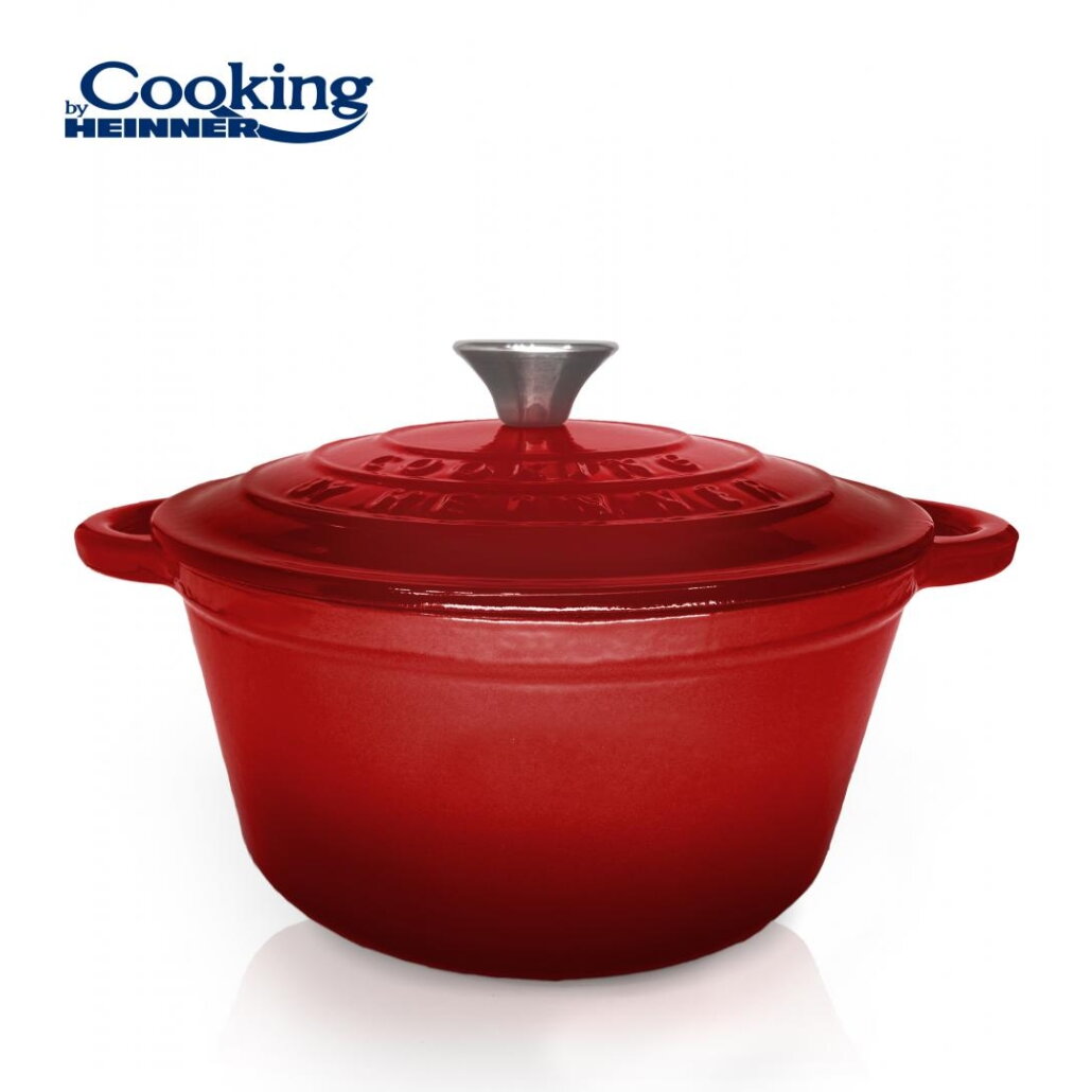 Oala cu Capac Red Line 24x11.5CM Capacitate 4L din Fonta Emailata Rosu