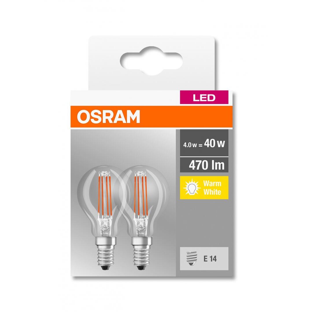 Set 2 becuri LED 4W E14 A60 2700K lumina calda 470 lumeni A++