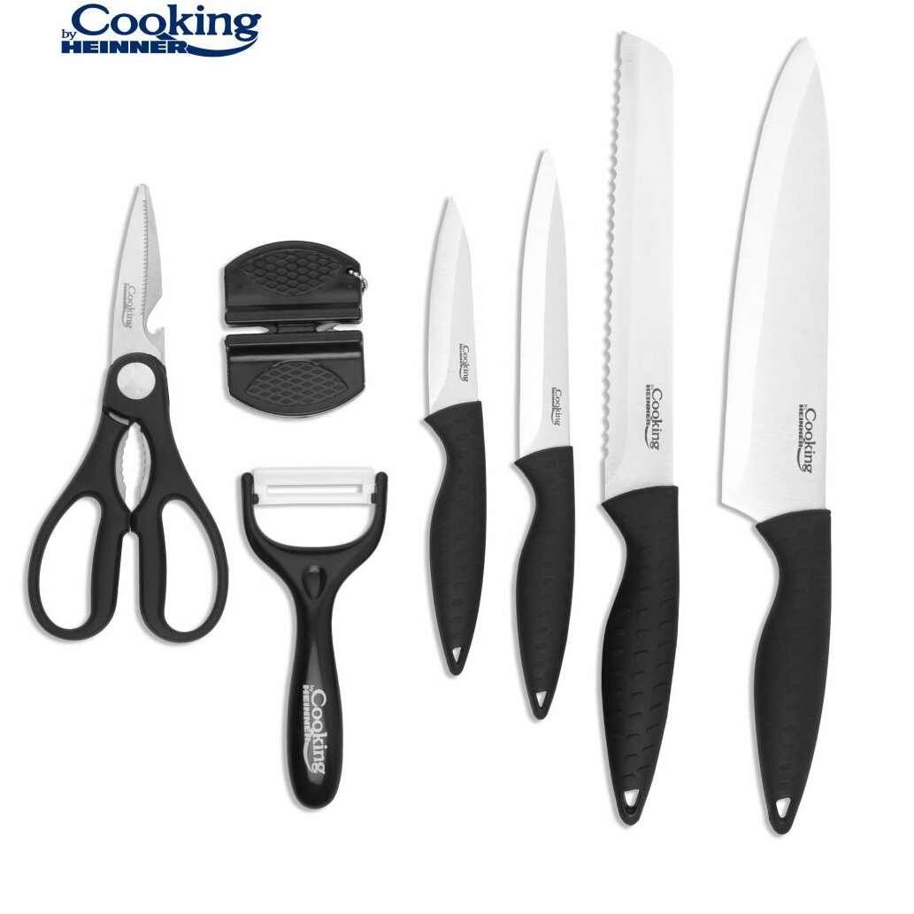 Set Cutite De Bucatarie 8x Piese Ascutitor Tocator Bambus Carera