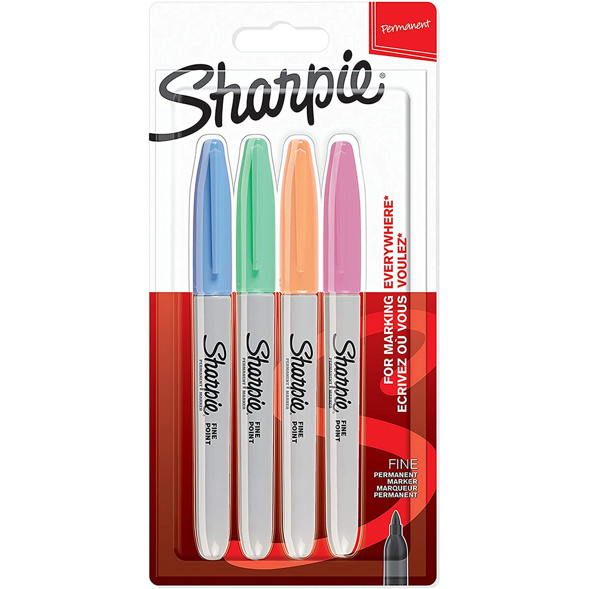 Sharpie 2065402 marker permanent Vârf din fibră Albastru, Verde, Portocaliu, Roz 4 buc(e)