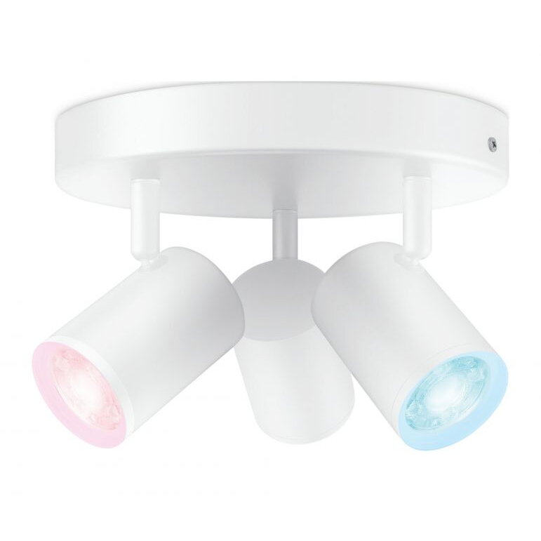 Spot LED RGB Imageo, Wi-Fi, Bluetooth, control vocal, 3xGU10, 3x5W, 1035 lm, lumina alba si color (2200-6500K), IP20, 12.3x21cm, Metal, Alb