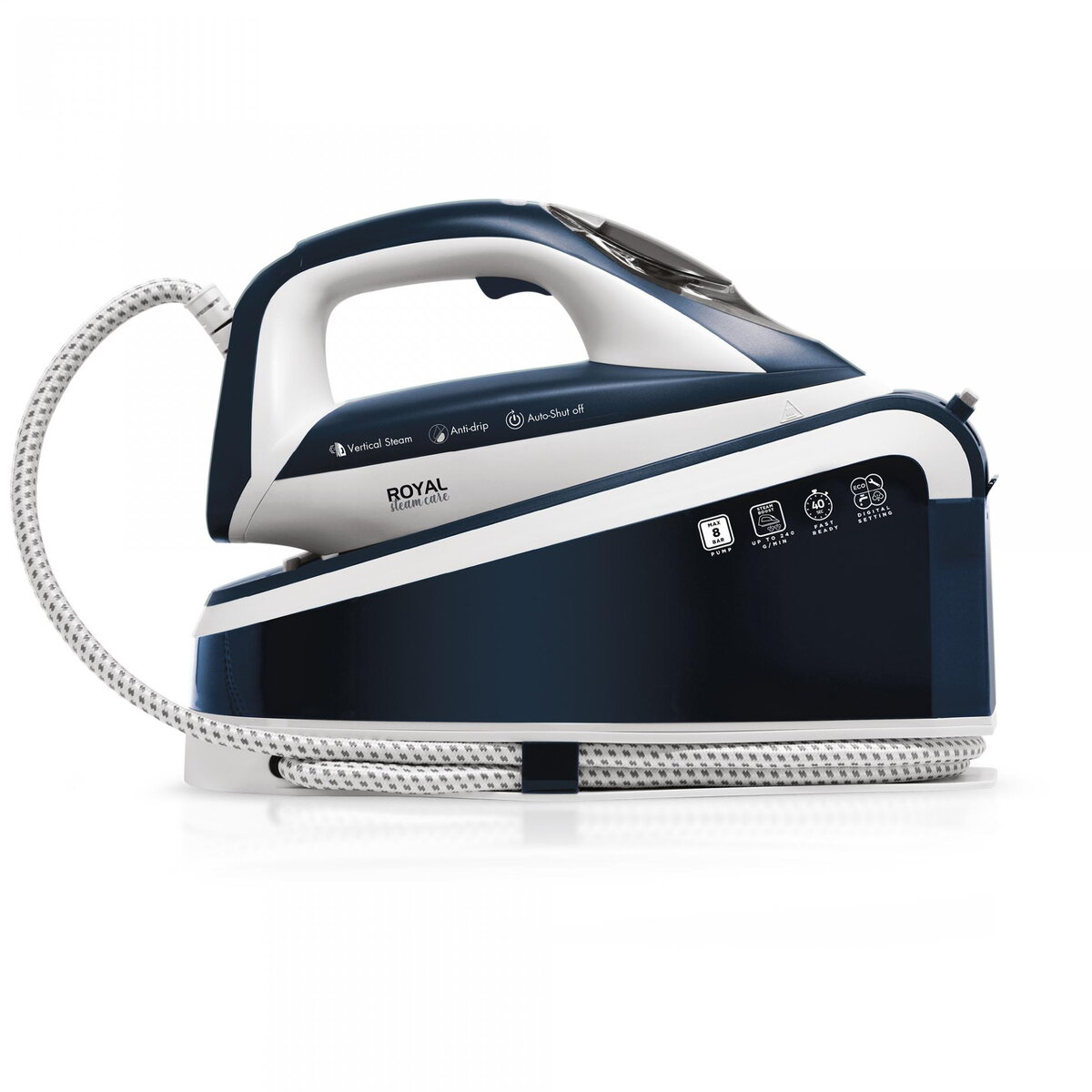 Statie de calcat ROYAL STEAM CARE BLUE 3000W Auto-curatare talpa invelis Ceramic Alb/ Albastru