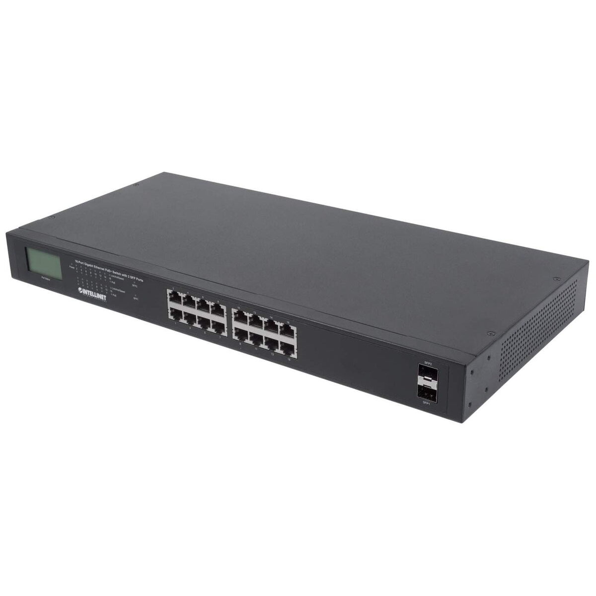Switch 16-Port Gigabit PoE+ LCD-Anzeige 19 2xSFP