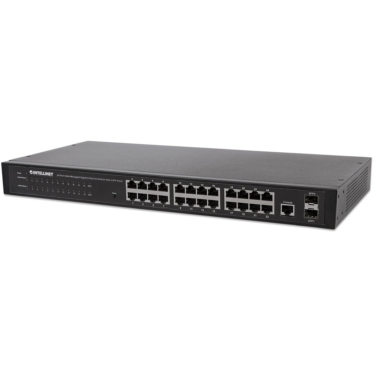 Switch 24-Port , 24-Port (RJ45), Rackmount, Gigabit, 4 SFP, Ethernet Web-Smart, 10/100/1000 Mbit/ (Euro 2-pin plug)