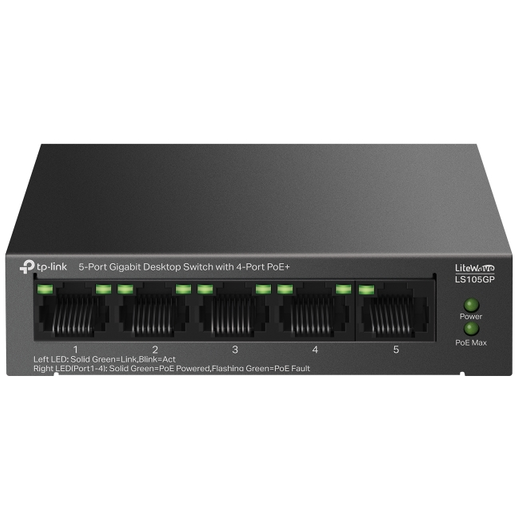 Switch 5-PORT GIGABIT 4-PoE+ Negru