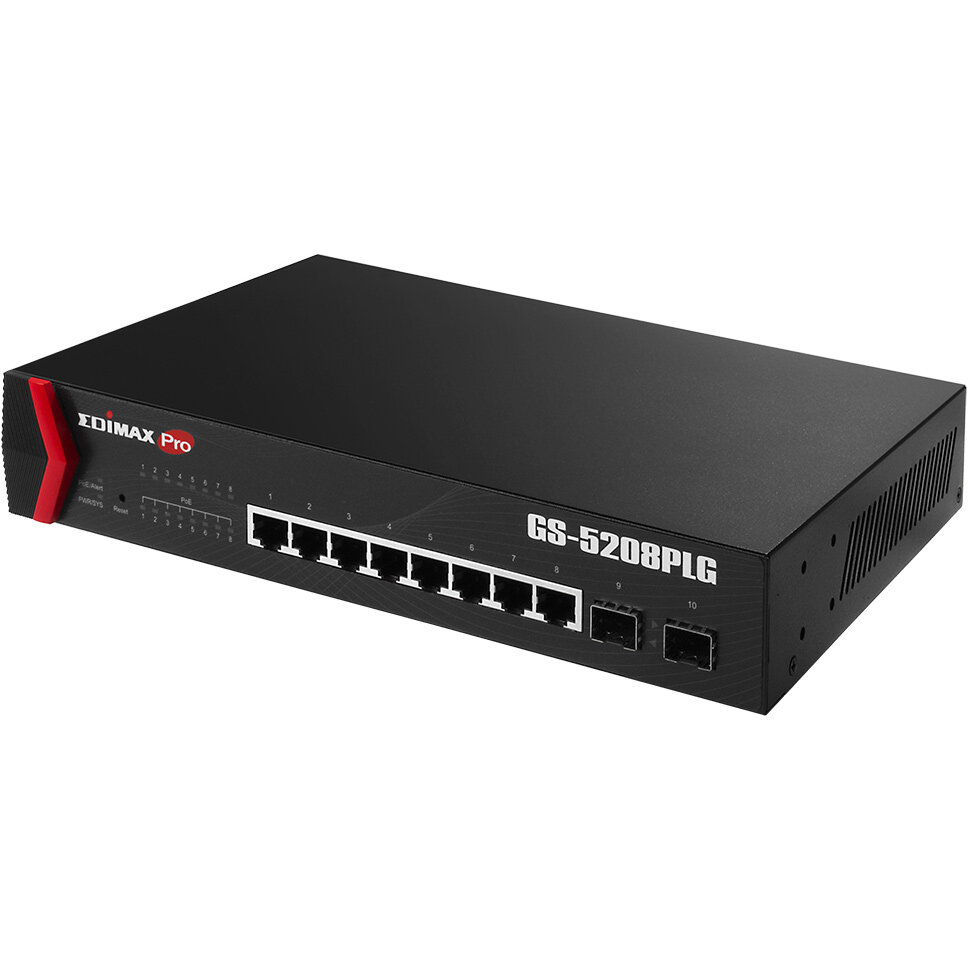Switch GS-5208PLG  Gigabit Ethernet (10/100/1000) Power over Ethernet (PoE) 1U Black