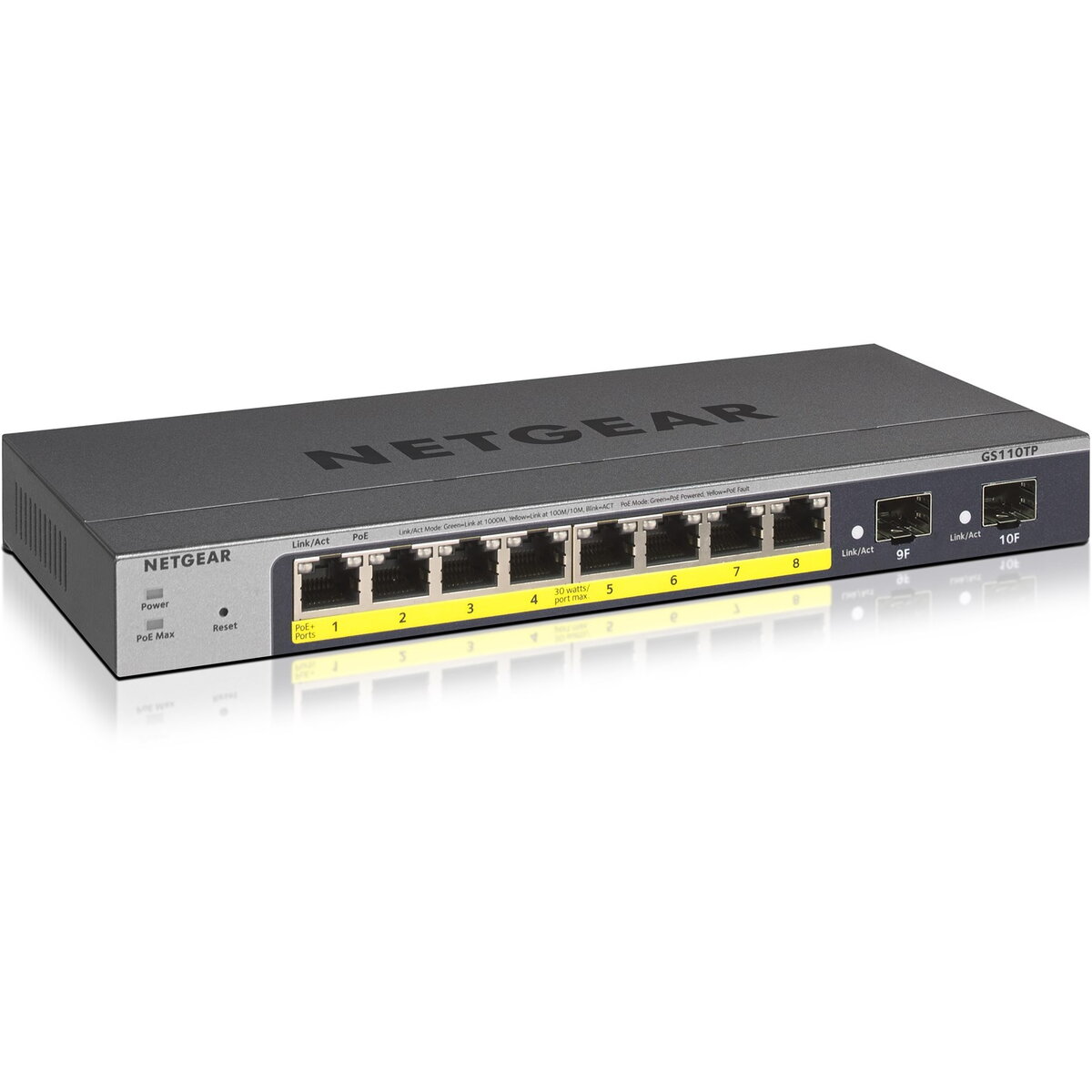Switch GS110TP-300EUS ProSafe Smart 10-Port Gigabit Switch 8xPoE 2xSFP