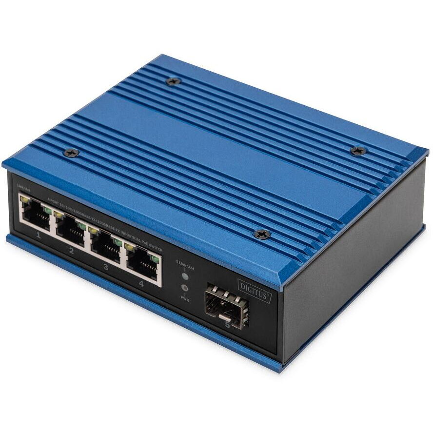 Switch Ind. 4-Port  Gigabit 30W PoE Unmanaged Albastru