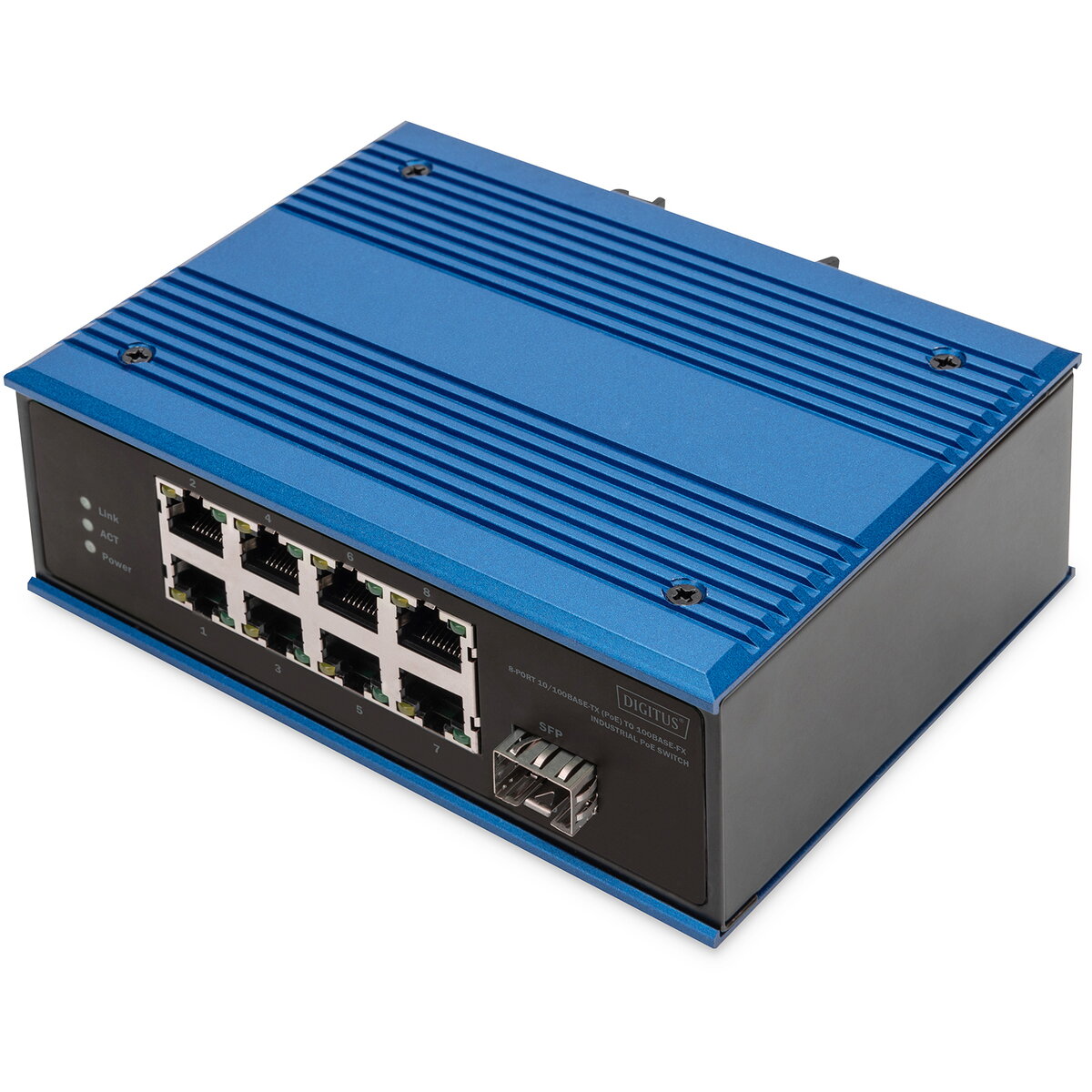 Switch Ind. 8-Port  10/100 PoE Unmanaged blau