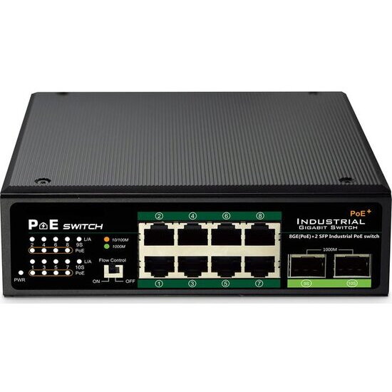 Switch Ind. 8-Port  Gigabit 30W PoE Unmanaged Negru
