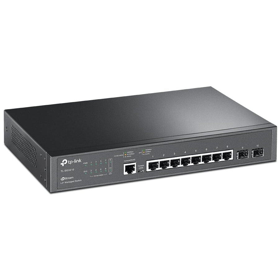 Switch TP-Link cu Management L2+ 8 Porturi Gigabit 2 x SFP Gigabit Negru