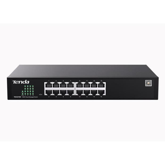 Switch managed, 16 porturi gigabit RJ-45, management Tenda CloudFi, metalic