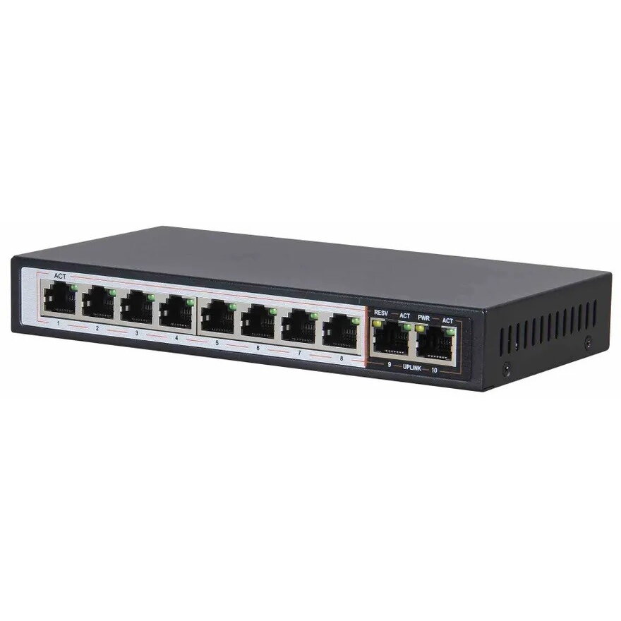 Switch Perses 8X EX-SG1008PE 10/100/1000M TX PoE AT/AF, 2X GE SFP Full Gigabit PoE