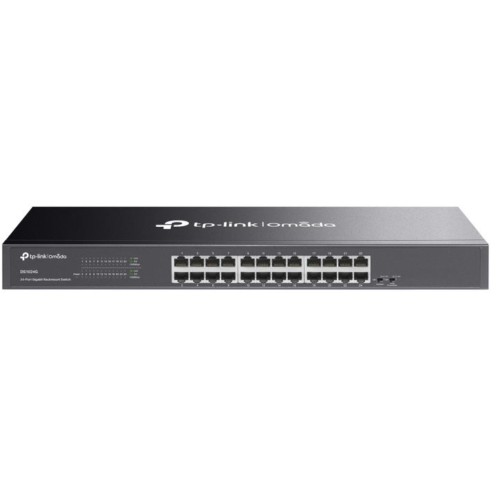 Switch Omada Easy Smart DS1024G 24 Porturi Gigabit Fara Management Carcasa Metalica Montabila in Rack Negru