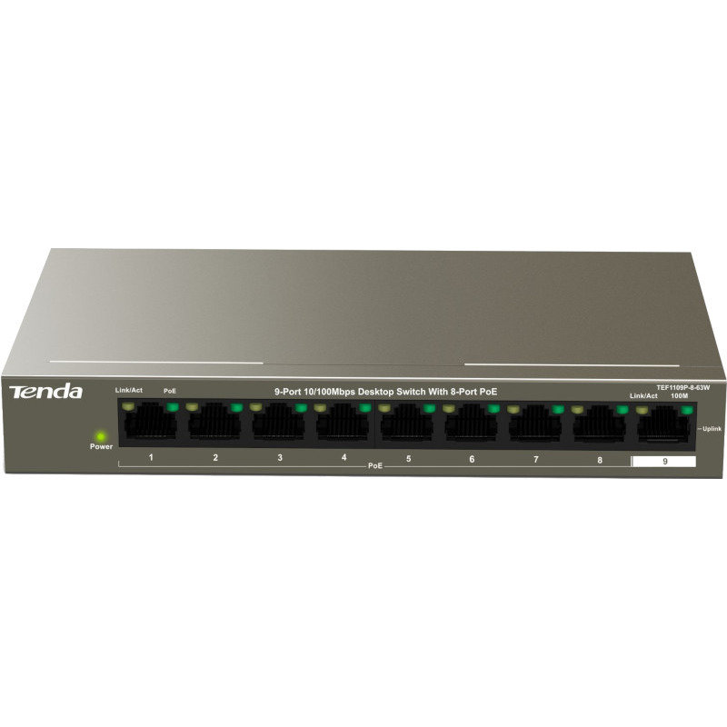 Switch TEF1109P-8-63W 9 x 10/100Mbps 8 x PoE