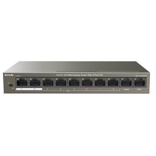 Switch TEF1110P-8-63W 10-Port 10/100M Unmanaged Gri