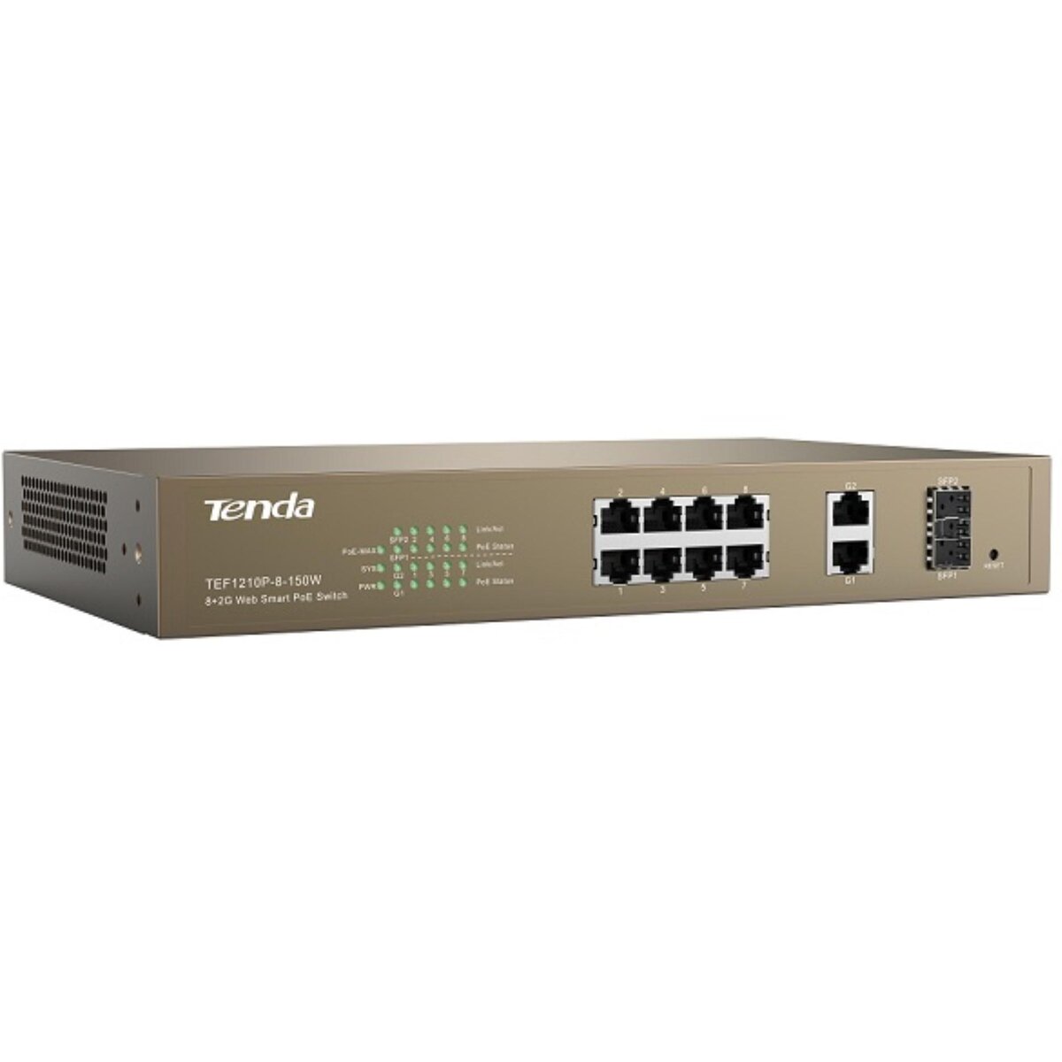 Switch TEF1210P-8-150W  8 x 10/100Mbps + 2 Gigabit Combo Web Smart PoE Switch