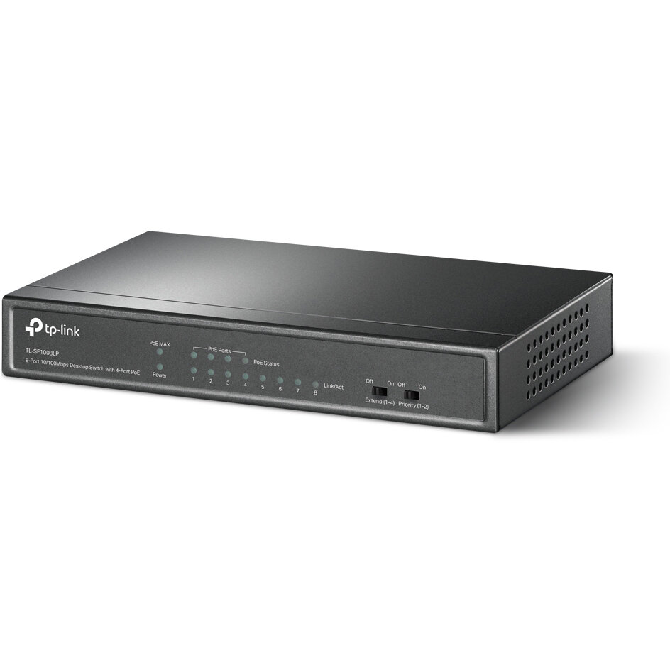 Switch TL-SF1008LP 8-Port 10/100 Mbps Desktop Switch Cu 4-Port PoE 41W PoE Budget Negru