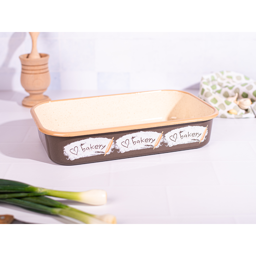 Tava pentru Copt Bakery 3.7L Lungime 32CM Emailata Maro/Bej