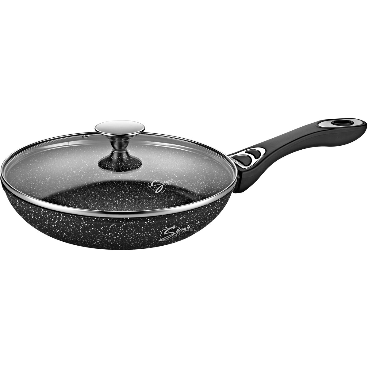 Tigaie Antiaderenta VER281LFPB cu Capac Sticla 28CM Negru