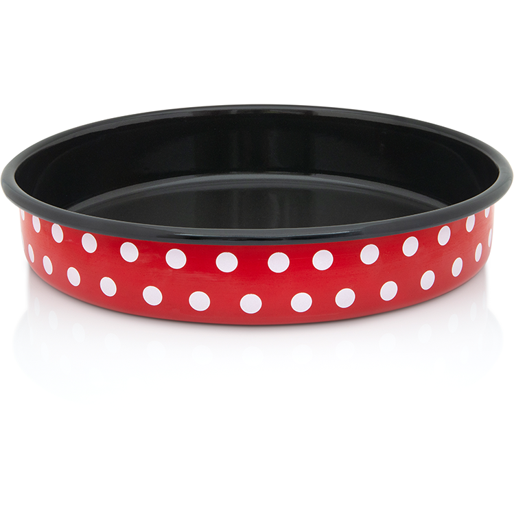 Tava Rotunda Emailata Tufne 4L Diametru 30CM Rosu/Alb/Negru