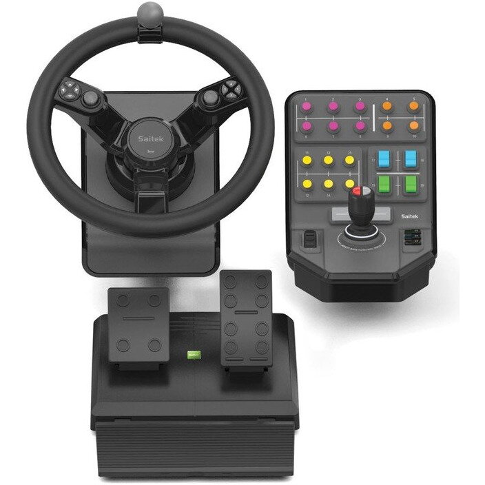 Simulator Volan Pedale si Panou Lateral de Control G Saitek Heavy Equipment Bundle Negru