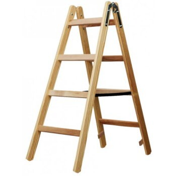 Wooden Stepladder, 2 x 4 rungs, 1.2 m, durable up to 150 kg