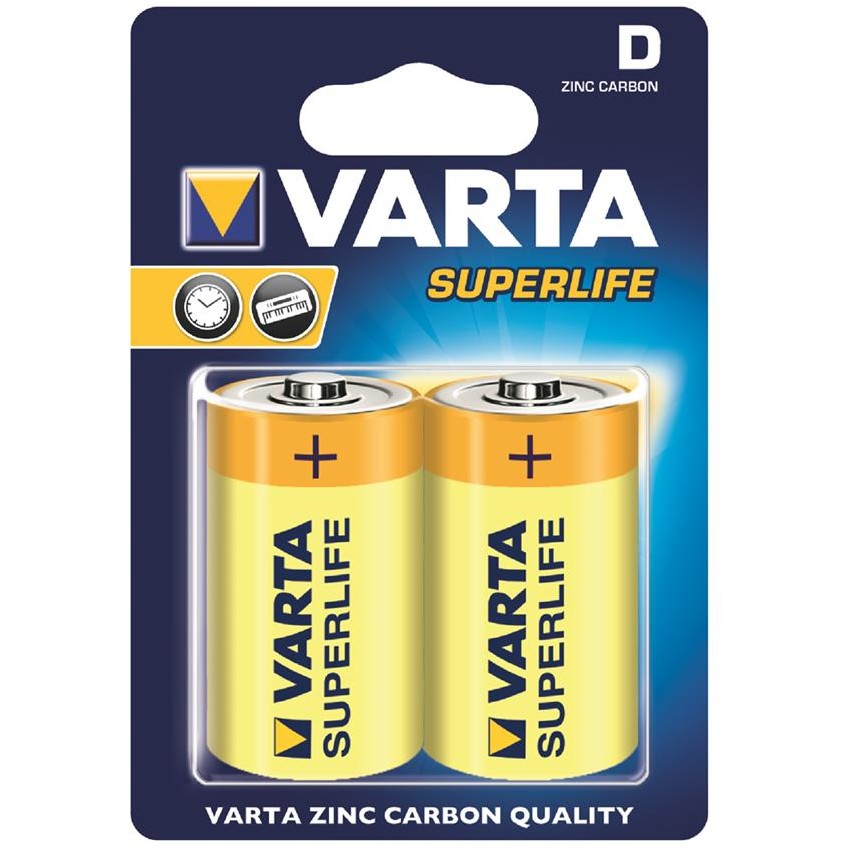 Baterie VARTA zinc carbon BAVA 2020, R20 (typ D), 2 bucati  superlife